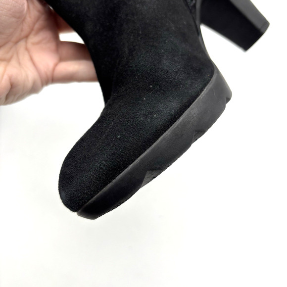 BLONDO 'Loann' Black Suede Leather AquaProtect Block Heel Zip Up Ankle Boots 8M - Picture 16 of 16